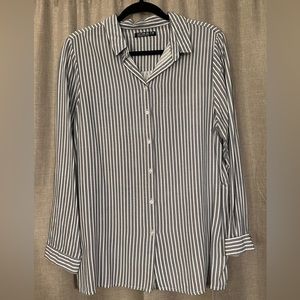 Cotton On Striped Button Down Blouse - Blue with White Stripes / size M